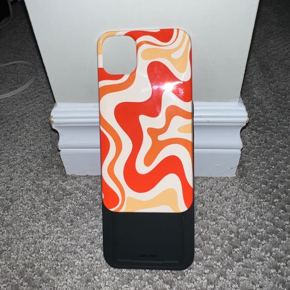 iPhone 11 Society6 Retro Liquid Swirl Abstract in Orange iPhone Card Case - Picture 3 of 4